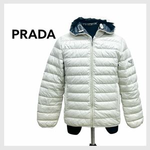 PRADA プラダ 22AW 三角ロゴプレート ナイロン フード付き ホワイトグース ダウンジャケット レディース 292009 R212