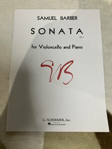 【Violoncello, Piano】 Barber,S. バーバー Sonata op. 6 チェロ・ソナタ op. 6 出版社: G.Schirmer（Ｇ・シャーマー）