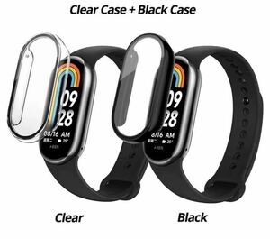 2個セット Xiaomi Smart Band 8 カバー フィルム ケース 交換 液晶画面保護 クリア 透明 シャオミ バンド8 band8 スマートウォッチ ソフト