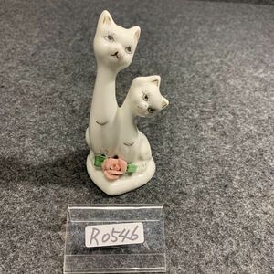 R0546 かわいい 猫 ペア 置物 陶器製 ねこ ネコ 昭和レトロ アンティーク