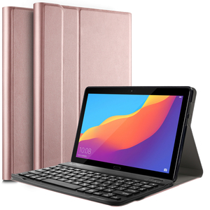 【送料無料】HUAWEI MediaPad T5 10 タブレット専用 ケース付き Bluetooth キーボード☆US配列☆かな入力対応 ローズゴールド