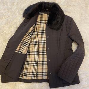 【未使用級美品】BURBERRY LONDON バーバリー ロンドン キルティングジャケット アウター メガノバチェック ブラック 黒 レディース