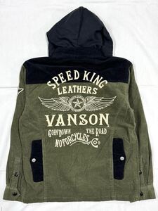 VANSON バンソン ZIP ジャケット 脱着フード 長袖 コーデュロイシャツ メンズ NVSL-2404 オリーブ Mサイズ