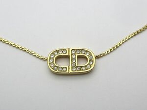 1000円スタート ネックレス Christian Dior クリスチャンディオール CDロゴ ラインストーン ゴールド アクセサリー 装飾品 4 G60056
