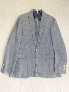 イタリア製 POLO RALPH LAUREN size38R 千鳥格子柄 リネンジャケット メンズ ブレザー 春夏 ポロ ラルフローレン 青 白 ブルー ホワイト