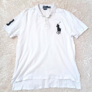 POLO Ralph Lauren ポロラルフローレン 半袖ポロシャツ 白 ホワイト ビッグポニー刺繍 メンズ L