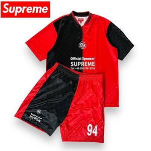 【美品】Supreme シュプリーム SPLIT JERSEY サッカー ゲーム ユニフォーム 上下 セットアップ レッド 22AW Mサイズ