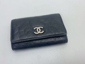 A008 CHANEL シャネル　キーケース ブラック 本革 訳あり