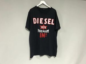 本物ディーゼルDIESELコットンロゴワッペンデカビッグ半袖Tシャツメンズサーフアメカジミリタリーワークストリート2XL紺ネイビーXXL