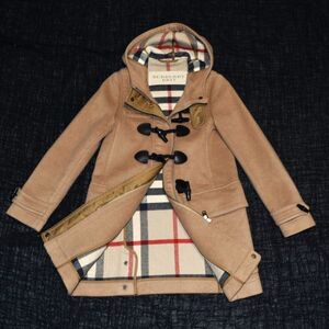 ★BURBERRY BRIT★バーバリー★高級感あるキャメルブラウン色#フード裏 &ノバチェック裏地★暖かウールのお洒落なダッフルコート34/165