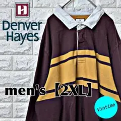 Z26【DENVER HAYES】長袖ポロシャツ【メンズ2XL】ブラウン