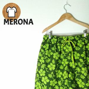 MERONA サーフパンツ S ショートパンツ 植物柄 海外古着 A808 クリーニング済み