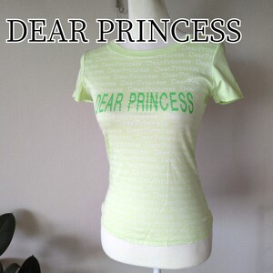 【日本製】DearPrincess　ディアープリンセス　ロゴTシャツ　ボディーフィット y2k 黄緑