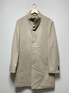 美品☆[COMME CA MEN] 19AW 定価69,300 アンコラショートビーバー イタリアンカラー ウールコート L 07-10WN01 ベージュ コムサメン