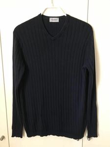 JOHN SMEDLEY ジョンスメドレー　ニット　太リブ　シーアイランドコットン　L 紺　ネイビー　navy