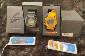 G-SHOCK FROGMAN 2本SET メン・イン・ブラック MIB DW-8200Z-1T+メン・イン・イエロ- MIY DW-8250Y-9T【動作未確認・ジャンク】 蛙 限定