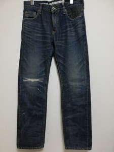 【即決】neighborhood × devilock 11EX レザー切り替え NARROW STRAIGHT DENIM PANTS サイズS デビロック デニムパンツ