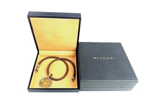 ブルガリ　BVLGARI　トンドハート　ネックレス　チョーカー　750YG/イエローゴールド　SS／ステンレス　12.7g　レザーコード　YAS-5888