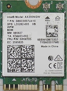 intel AX200NGW Wi-Fi6 IEEE802.11ax/Bluetooth 5.2 PCIe WLANアダプタ/内蔵/MU-MIMO/OFDMA