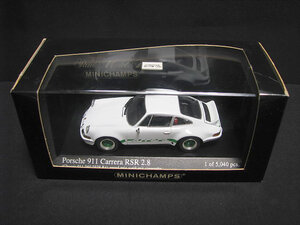 16.未展示　ミニチャンプス 1/43　ポルシェ 911 カレラ RSR 2.8 1973　ホワイト 緑　Porsche Carrera