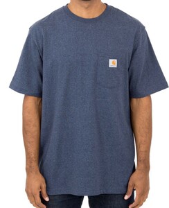 【S】Carhartt カーハート 半袖ポケットTシャツ K87 ダークコバルトブルーヘザー