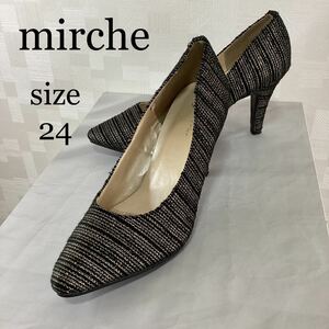 mirche ブラック×ゴールド　パンプス