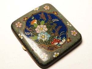 【8235】明治時代　金工美術　七宝焼　花図　シガレットケース（初品・買取品）