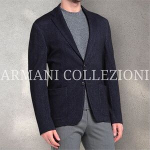 【最終価格】新品 定価12.2万 ARMANI COLLEZIONI アルマーニ イタリア製 高品質 総柄 ウール混 ストレッチ テーラードジャケット 50