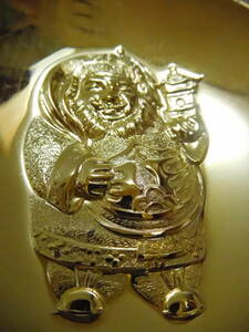 A38-38W　酒器　金杯　24金メッキ　七福神　毘沙門天　記念品贈呈　中古　高さ約2.7cm　(A8)　