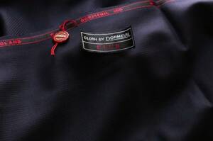 デッドストック／ビンテージ 英国 DORMEUIL 100ドーメル ネイビー シャドーマイクロストライプ 生地 端切れ 織りネーム