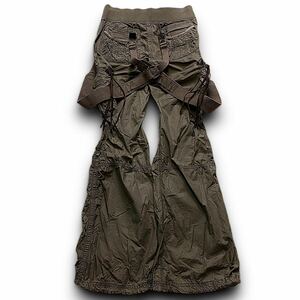 00s G.O.A Archive Parachute Flared Cargo Pants ミリタリー フレア カーゴパンツ l.g.b lgb goa ifsixwasnine kmrii 14th addition rare 