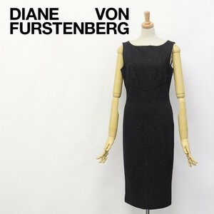 新品◆DIANE von FURSTENBERG/ダイアンフォン ファステンバーグ リボン Vバック コットン ツイード ノースリーブ ワンピース 2