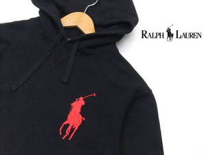 ■Ralph Lauren■スウェットパーカー 黒×赤 Mサイズ ビッグポニー ナンバリング ＃3 トレーナー ラルフローレン