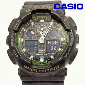 【可動品】CASIO カシオ G-SHOCK 腕時計 GA-100L（5081）グリーンブラック 20気圧防水 バックライト点灯確認済