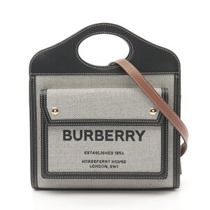 バーバリー ミニ トライカラー ブランドオフ BURBERRY キャンバス ハンドバッグ キャンバス/レザー 中古 レディ