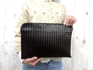 極美品 BOTTEGAVENETA ボッテガヴェネタ イントレチャート クラッチバッグ 書類バッグ バッグ レザー 茶 A4収納可 メンズ 79924Y