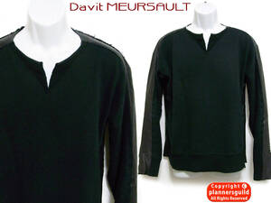 ■Davit MEURSAULT レザー切り替え スウェットカットソー◆長袖 Tシャツ 革 ATTACHMENT アタッチメント KAZUYUKI KUMAGAI カズユキクマガイ