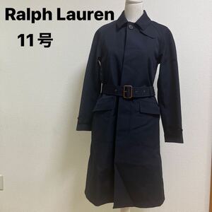 美品　ラルフローレンRalph Lauren ライナー付きボンディングステンカラーコート 紺 トレンチコート　ネイビー　11号　L ウール混