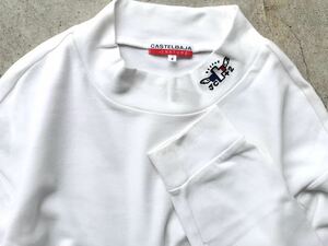 ライカ社 CASTELBAJAC モックネック仕様 長袖Tシャツ 4 カステルバジャック メンズ カットソー ポロシャツ 刺繍 ゴルフ 白 ホワイト
