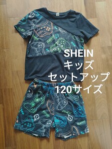 SHEIN キッズ ゲームプリント 半袖シャツ ショートパンツ 120