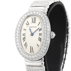 豪華 カルティエ Cartier ベニュワール SM クォーツ K18WG レディース腕時計 アフターダイヤ ブレス社外製 74.5g