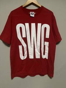 SWG　Swagger　スワッガー　半袖　Tシャツ　レッド　ロゴ　クルーネック　サイズL　プリントT