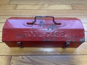 中古品 tool case ツールボックス box 赤 工具箱 車 道具 整備 メンテナンス 自動車 レトロ アンティーク 缶 古道具 昭和 3