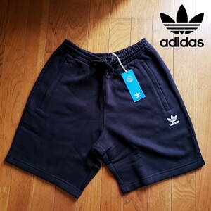 【新品】adidas Originals ワンポイント ショートパンツ 裏起毛 Lサイズ ブラック ハーフパンツ アディダス ショーツ 黒