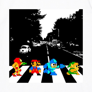 【Tシャツ】　『NES ROAD』　GAME×アビーロード　サムス　マリオ　ロックマン　リンク　S／M／L／XL