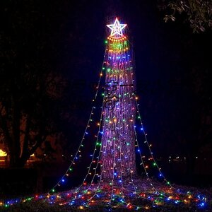 クリスマス用 LEDイルミ 星型 LEDライト 350球 飾り付け 8モード カーテンライト 屋内屋外兼用 つらら パーティー 新年祝日 z2315