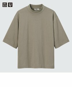 UNIQLO U エアリズムコットン オーバーサイズ モックネック Tシャツ / XLサイズ GREEN ＋J UNIQLO JWAnderson JWA :C / ドライEX ユニクロ