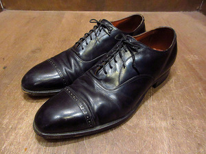 ビンテージ40’s50’s●FLORSHEIM内羽根式キャップトゥシューズ黒size 11 1/2 D● 220120k5-m-dshs-295cmフローシャイムメンズ革靴