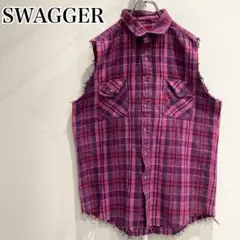 SWAGGER カットオフ　チェックネルシャツ　ベスト　Lサイズ