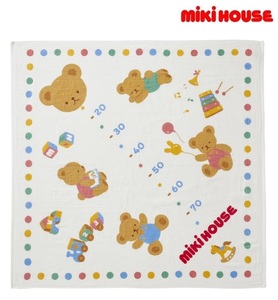 即決です！【ミキハウス】新品未使用mikihouse 90×90㎝ 身長計ガーゼバスタオル 日本製 ベビー用品 あかちゃん ギフト 贈物 プレゼント 白